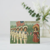 VS-vlaggenparade marine-uniform 4 juli Briefkaart (Staand voorkant)