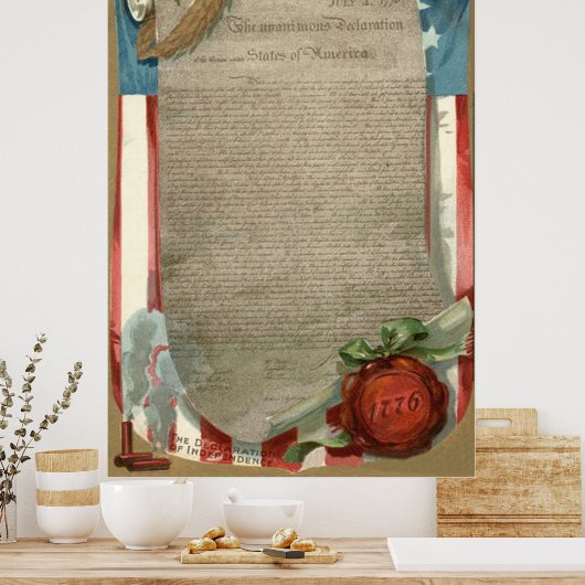 VS-vlagverklaring van onafhankelijkheid 1776 Poster (Keuken)
