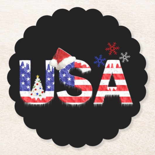 VS voor Kerstmis Kartonnen Onderzetters (Voorkant)