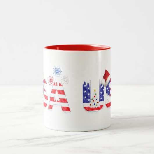 VS voor Kerstmis Tweekleurige Koffiemok (Center)