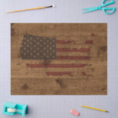 VS vormen Amerikaanse vlag boven Rustisch houtpatr Tissuepapier (Craft)