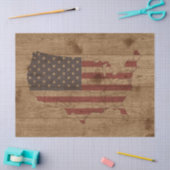VS vormen Amerikaanse vlag boven Rustisch houtpatr Tissuepapier (Craft)