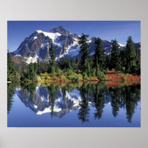 VS, WA, Heather Meadows RA. Mount Shuksan bij Poster
