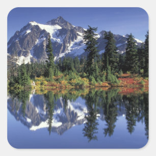 VS, WA, Heather Meadows RA. Mount Shuksan bij Vierkante Sticker