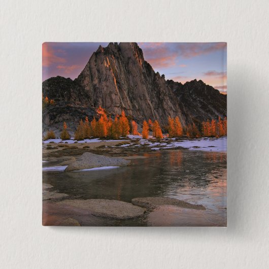 VS, Washington, Cascade Mountains. Prusik Peak Vierkante Button 5,1 Cm (Voorkant)