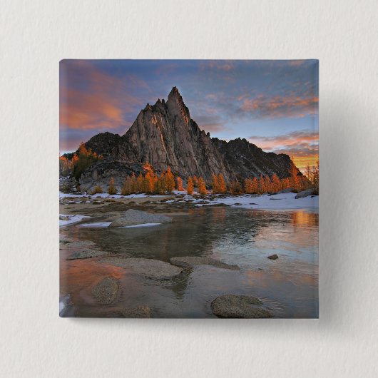 VS, Washington, Cascadegebergte. Prusik Vierkante Button 5,1 Cm (Voorkant)