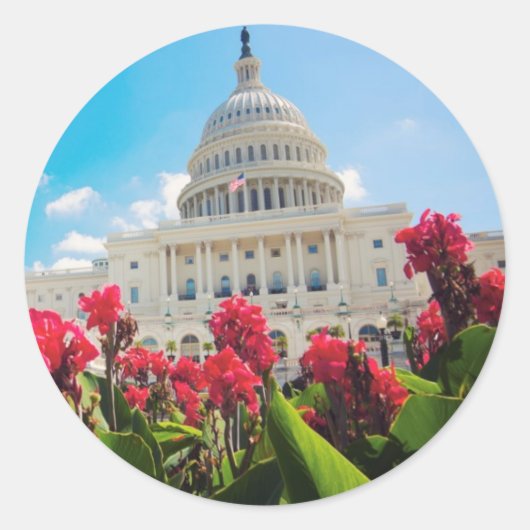 VS, Washington DC, Capitol Building Ronde Sticker (Voorkant)