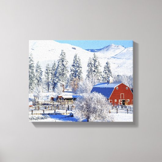 VS, Washington, Methow Valley, Schuren in Canvas Afdruk (Voorkant)