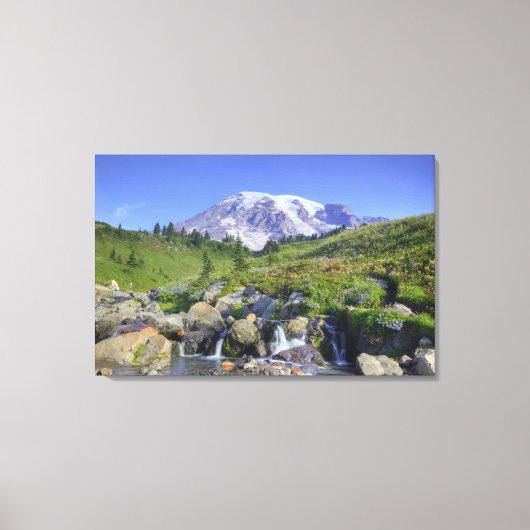 VS, Washington, Mt. Rainier NP, Mt. Rainier en 2 Canvas Afdruk (Voorkant)