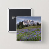 VS, Washington, Mt. Rainier NP, Mt. Rainier en Vierkante Button 5,1 Cm (Voorkant /achterkant)