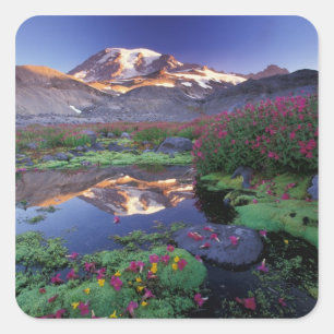 VS, Washington, Mt. Rainier NP, zonsopgang, Vierkante Sticker