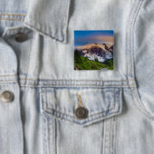 VS, Washington, Mt. Rainier. Ochtendzon Vierkante Button 5,1 Cm (In situ)