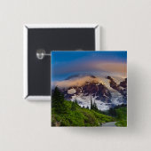 VS, Washington, Mt. Rainier. Ochtendzon Vierkante Button 5,1 Cm (Voorkant /achterkant)