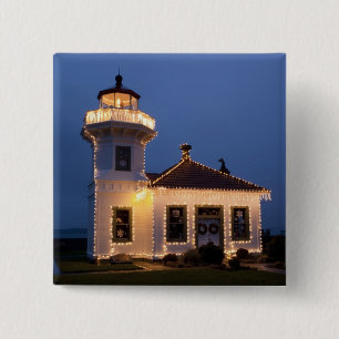 VS, Washington, Mukilteo. Mukilteo-vuurtoren Vierkante Button 5,1 Cm