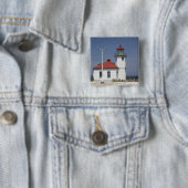 VS, Washington, Seattle, Alki Point Lighthouse, 2 Vierkante Button 5,1 Cm (In situ)