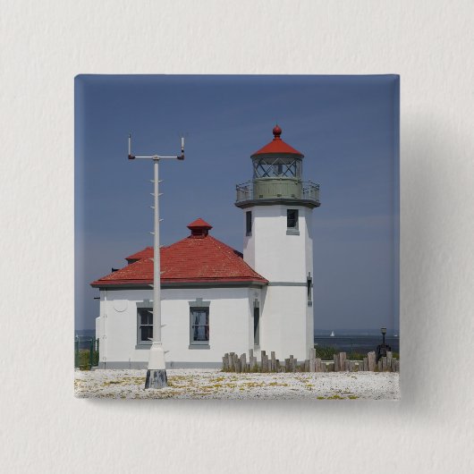 VS, Washington, Seattle, Alki Point Lighthouse, 2 Vierkante Button 5,1 Cm (Voorkant)