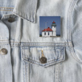 VS, Washington, Seattle, Alki Point Lighthouse, Vierkante Button 5,1 Cm (In situ)