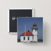 VS, Washington, Seattle, Alki Point Lighthouse, Vierkante Button 5,1 Cm (Voorkant /achterkant)