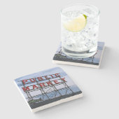 VS, Washington, Seattle, Pike Street Market Stenen Onderzetter (Zijkant)