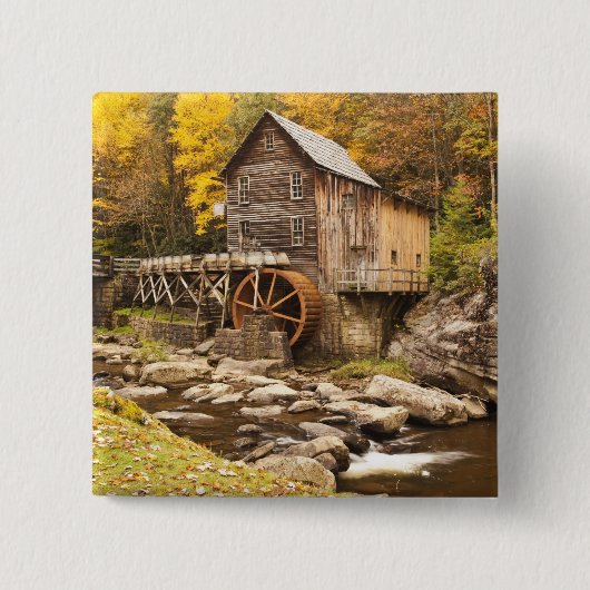 VS, West Virginia, Clifftop. Babcock State 2 Vierkante Button 5,1 Cm (Voorkant)