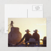 VS, Wyoming, Pine Bluffs. Twee mannen schudden Briefkaart (Voorkant / Achterkant)