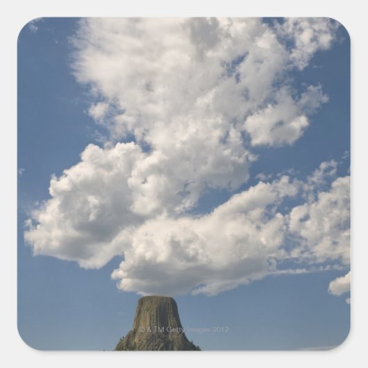 VS, Wyoming, wolken over Devil's Tower 2 Vierkante Sticker (Voorkant)