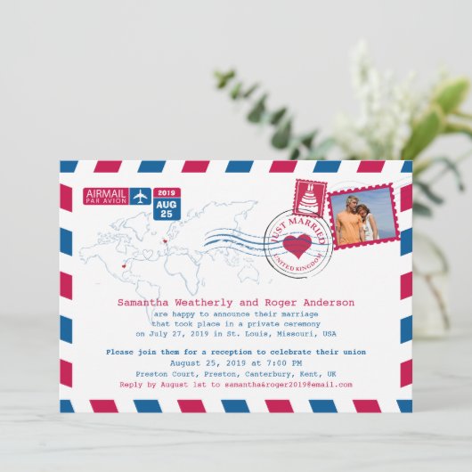 VSA en VK Airmail Post Reception Kaart (Staand voorkant)