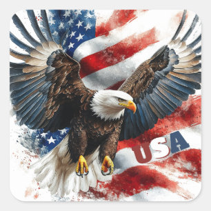 VSAA Zeearend Patriottische Kunst – Krachtige Amer Vierkante Sticker