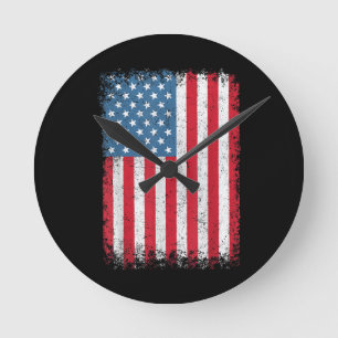 VSAPatriottische Amerikaanse Vlag Voor Mannen Vrou Ronde Klok