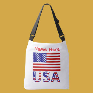 VSAVerenigde Staten Amerika Vlag Rood Gepersonalis Crossbody Tas