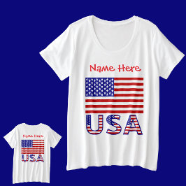 VSAVerenigde Staten Amerika Vlag Rood Gepersonalis Grote Maat T-shirt