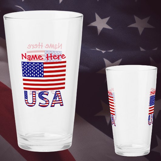 VSAVerenigde Staten Amerika Vlag Rood Personalisat Glas