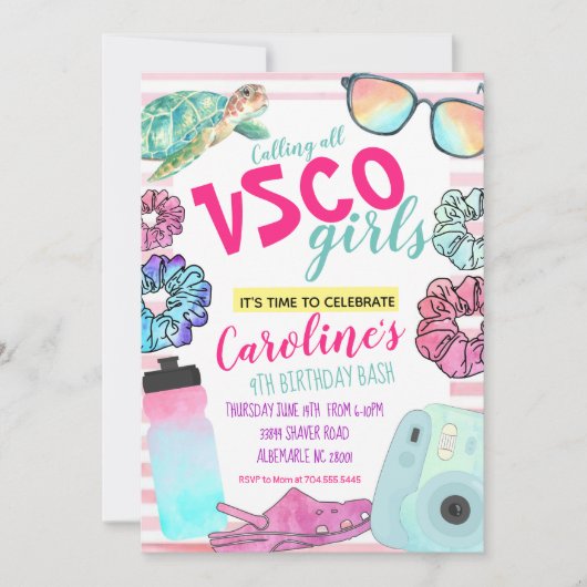 VSCO Birthday-uitnodiging, VSCO-meisjesverjaardag Kaart (Voorkant)