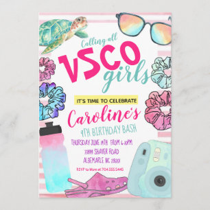 VSCO Birthday-uitnodiging, VSCO-meisjesverjaardag  Kaart
