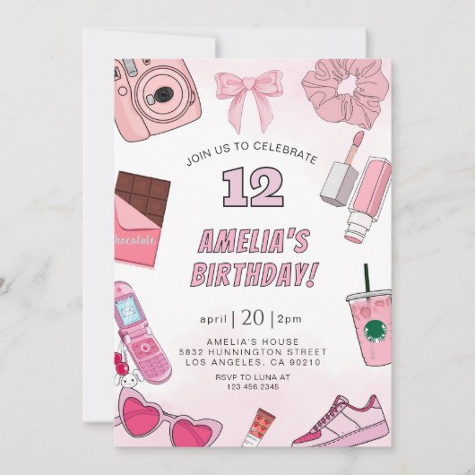 VSCO Tienermeisje's Party Verjaardag Uitnodiging (Voorkant)