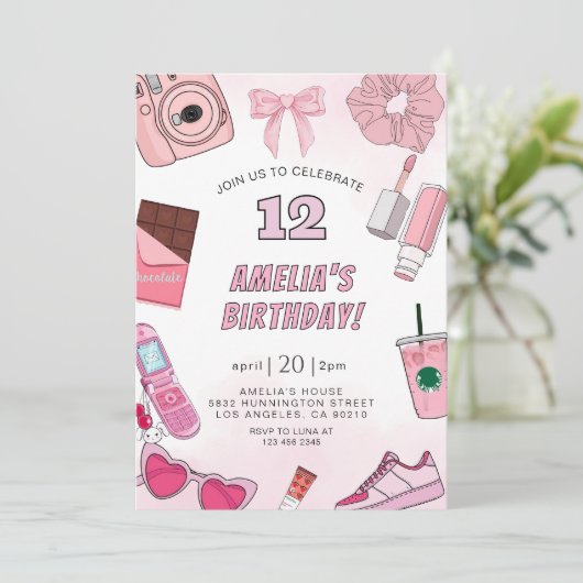 VSCO Tienermeisje's Party Verjaardag Uitnodiging (Staand voorkant)
