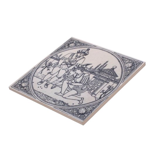 VT0092 Reproduction Antiek Transferware Tegeltje (Zijkant)