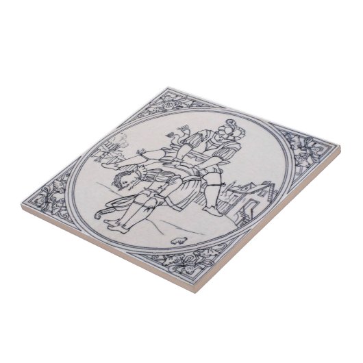 VT0095 Reproduction Antiek Transferware Tegeltje (Zijkant)