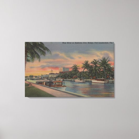 Vt. Lauderdale, FL - New River Uitzicht & Andrews Canvas Afdruk (Voorkant)