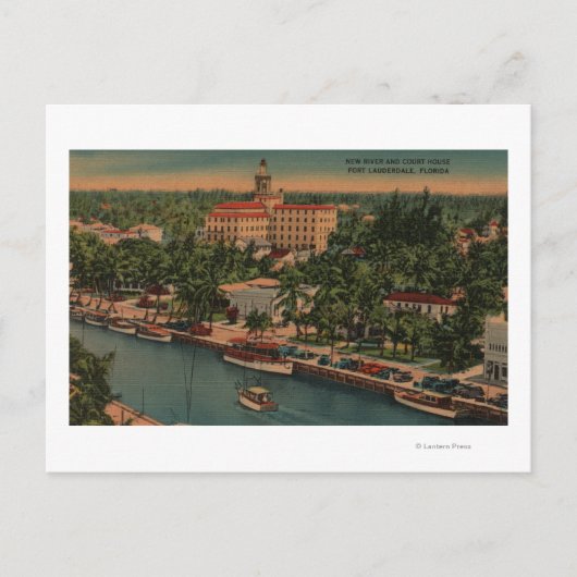 Vt. Lauderdale, FL - Uitzicht New River & Court Briefkaart (Voorkant)