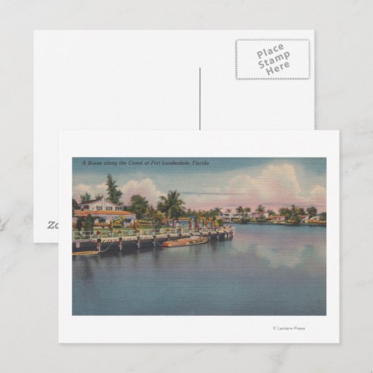 Vt. Lauderdale, Florida - Canal Scene Briefkaart (Voorkant / Achterkant)
