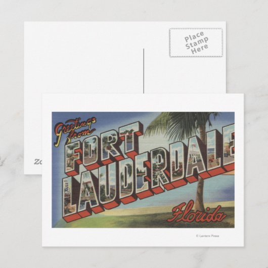 Vt. Lauderdale, Florida - Grote Letter-scènes Briefkaart (Voorkant / Achterkant)