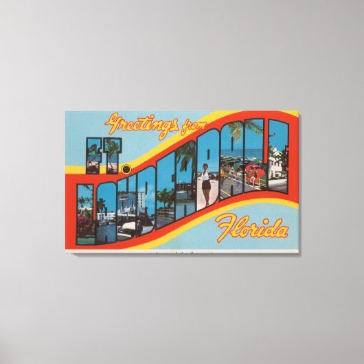 Vt. Lauderdale, Florida - Large Letter Scenes 2 Canvas Afdruk (Voorkant)