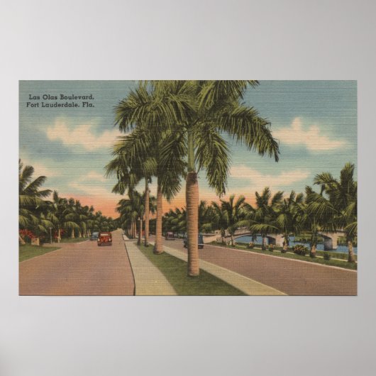 Vt. Lauderdale, Florida - Uitzicht van Las Olas Poster (Voorkant)