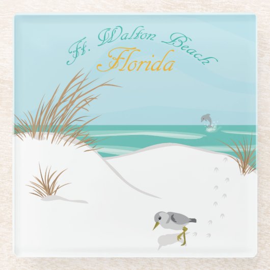 Vt. Walton Beach (Florida) Glazen Onderzetter (Voorkant)