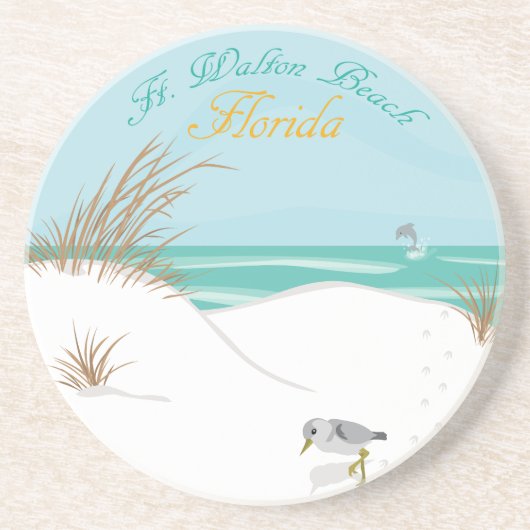 Vt. Walton Beach (Florida) Zandsteen Onderzetter (Voorkant)