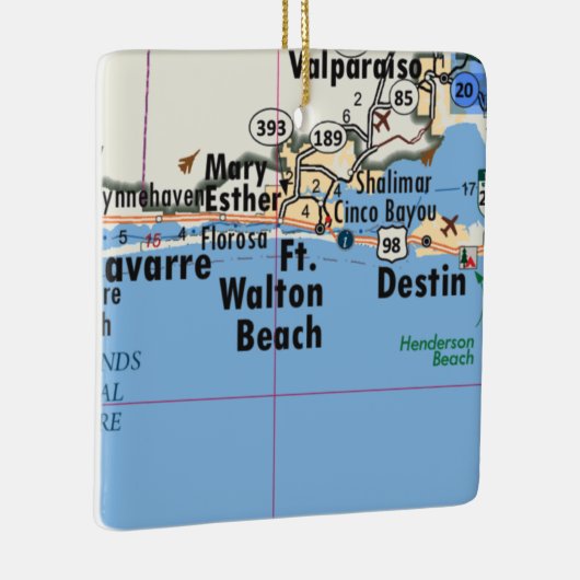 Vt. Walton Beach Map Keramisch Ornament (Rechts)