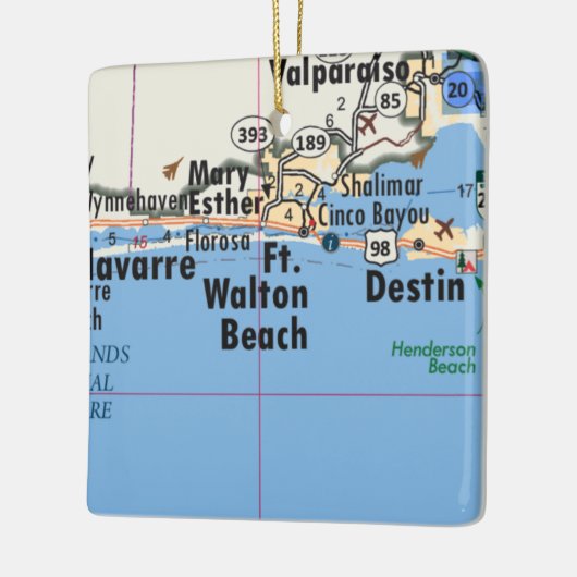 Vt. Walton Beach Map Keramisch Ornament (Links)