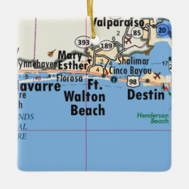 Vt. Walton Beach Map Keramisch Ornament