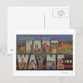 Vt. Wayne, Indiana - Grote Letter Scenes 3 Briefkaart (Voorkant / Achterkant)
